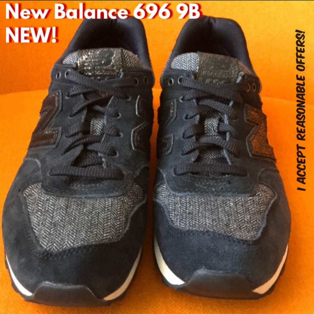 New Balance 696 black gold sneakers classic 9B